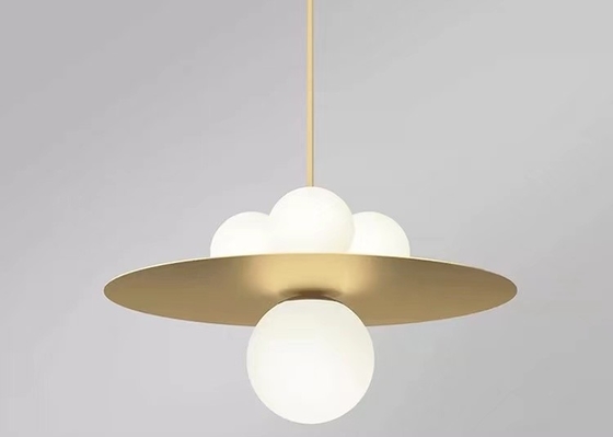 Nordic Minimalist Modern Glass Restaurant Small Chandelier Pendant Wrought Iron Lamp