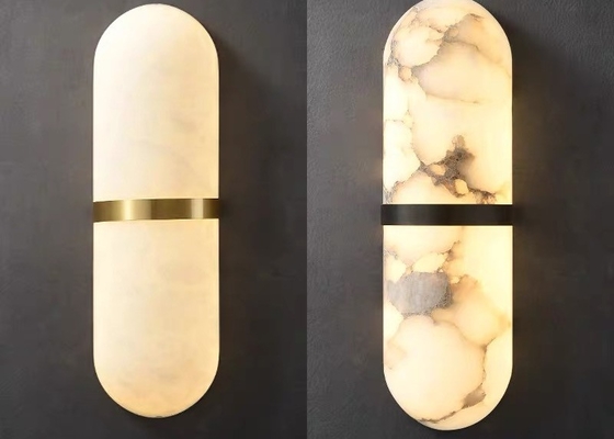 White marble  led round and long and plating gold wall lamp for hotel