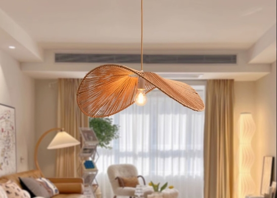 Wabi-sabi style rope chandelier simple creative bedroom living room lamp hand-woven Japanese retro homestay restaurant lamp