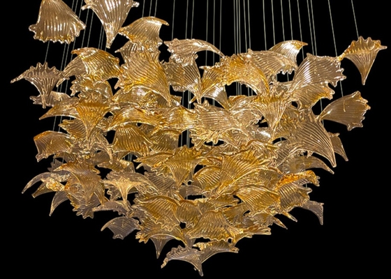 Hotel villa stone leaf and bird chandelier for hotel big pendant lamp for home