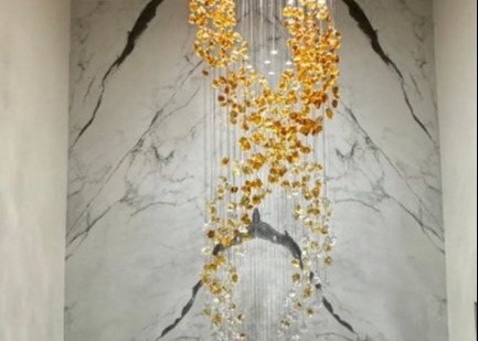 Romantic ribbon art chandelier glass twisted strip shape hotel lobby exhibition hall theater non-standard engineering chandelier