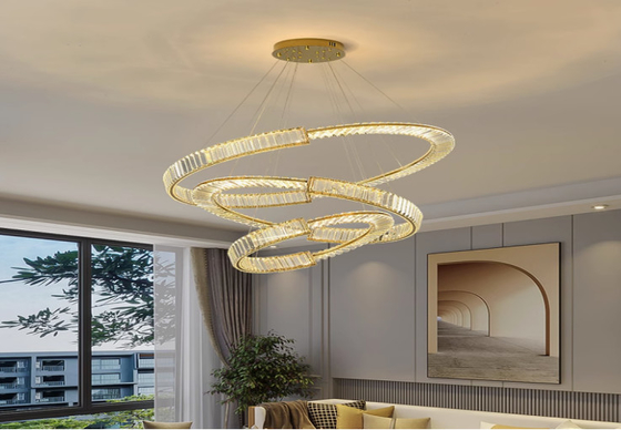 Post-modern light luxury chandelier stainless steel crystal living room lamp Nordic simple restaurant lamp bedroom LED lamp lighting