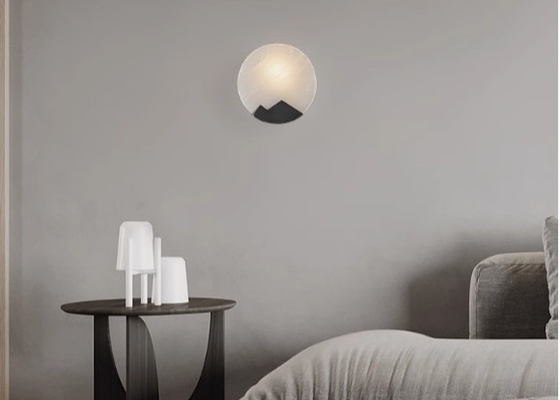 Modern wall lamp round glass bedroom bedside lamp designer light luxury lamp Nordic living room background wall lamp