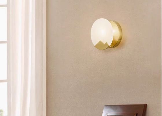 Modern wall lamp round glass bedroom bedside lamp designer light luxury lamp Nordic living room background wall lamp