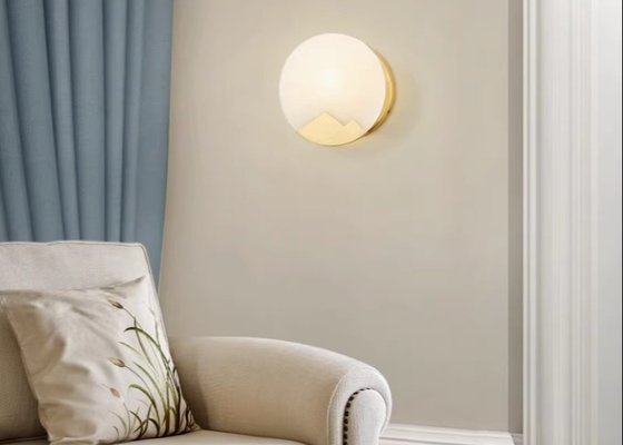 Modern wall lamp round glass bedroom bedside lamp designer light luxury lamp Nordic living room background wall lamp