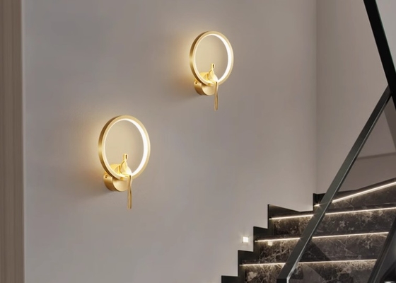 Minimalist copper wall lamp bedroom bedside lamp modern simple living room background wall lamp hotel villa stair corridor lamp