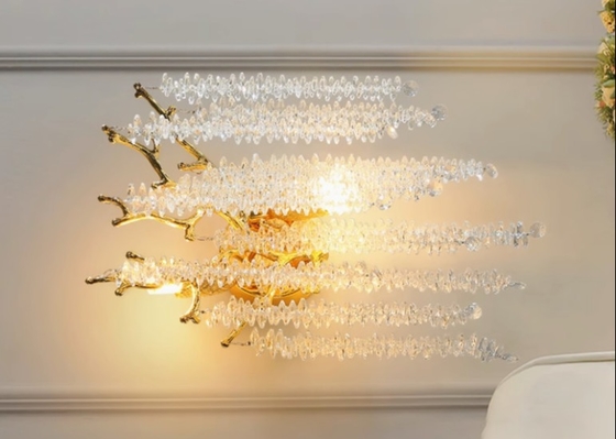 Post-modern light luxury personality villa model room living room dining room bedroom lamp creative tassel branch crystal chandelier