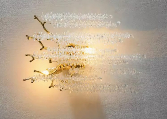 Post-modern light luxury personality villa model room living room dining room bedroom lamp creative tassel branch crystal chandelier