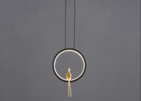 All-copper bedroom bedside chandelier Nordic light luxury creative personality character shape ring living room background wall decorative lamp