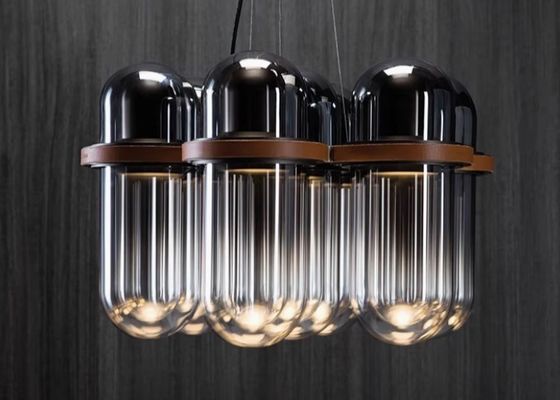 Light luxury simple smoke gray bedside glass small chandelier designer model room cafe leather restaurant chandelier
