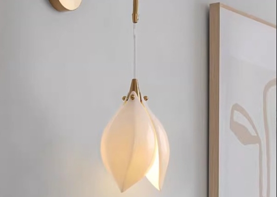 Hotel Elegant Magnolia Flower Ceramic Wall Bowl Sconce Light