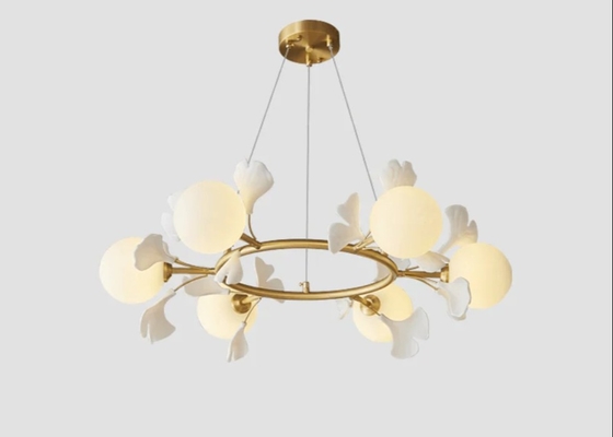 White Luxury Interior Round Ring And Big Villa Ceramic Pendant Lamp For Home