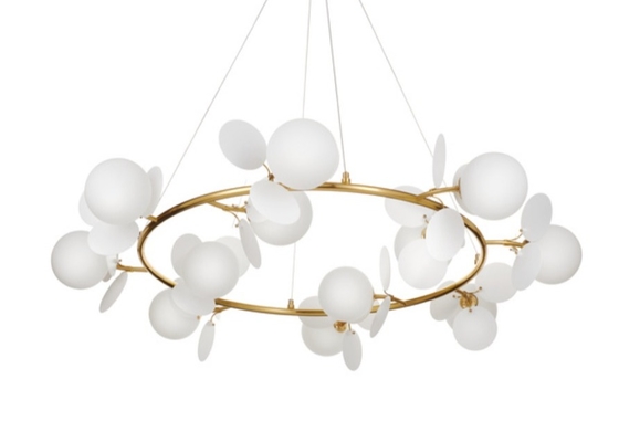 White Luxury Interior Round Ring And Big Villa Ceramic Pendant Lamp For Home