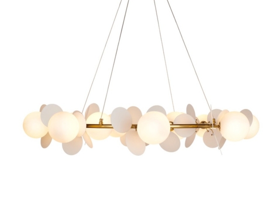 White Luxury Interior Round Ring And Big Villa Ceramic Pendant Lamp For Home