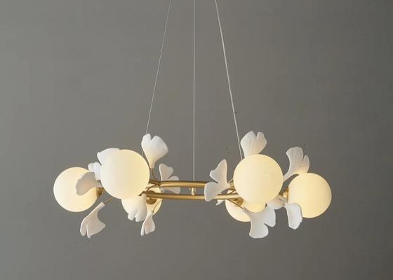 White Luxury Interior Round Ring And Big Villa Ceramic Pendant Lamp For Home