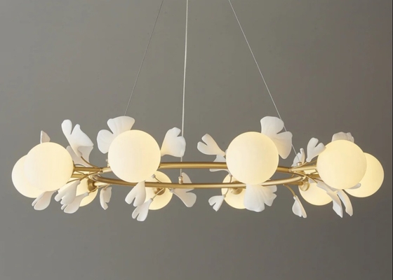 White Luxury Interior Round Ring And Big Villa Ceramic Pendant Lamp For Home