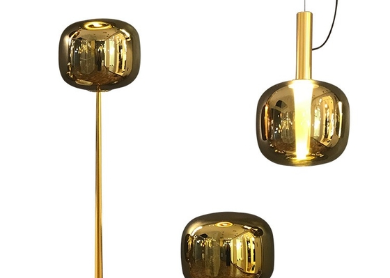 lampara rose golden shinny golden chrome sliver decorative glass pendant light for restaurant
