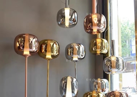 lampara rose golden shinny golden chrome sliver decorative glass pendant light for restaurant