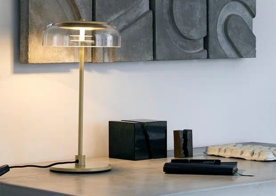 Modern Simple  Indoor Led Bedside Hotel  Gold Small Glass Table Lamp