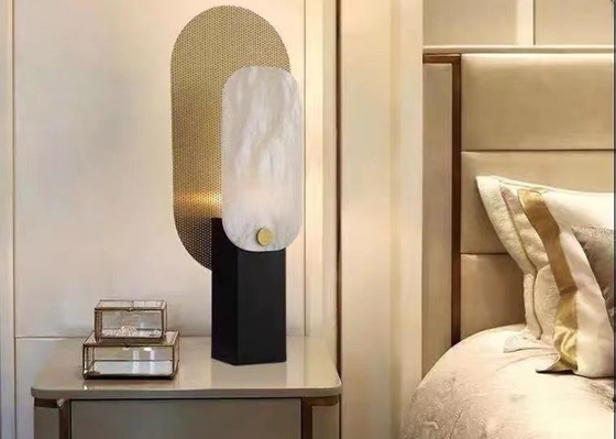 Creative Golden Metal Floor Lamp Marble Shade Guzhen Led Floor Lamp