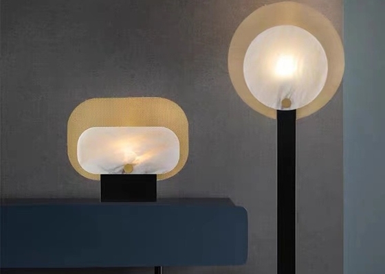 Creative Golden Metal Floor Lamp Marble Shade Guzhen Led Floor Lamp