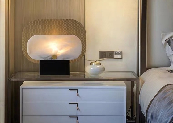 Creative Golden Metal Floor Lamp Marble Shade Guzhen Led Floor Lamp