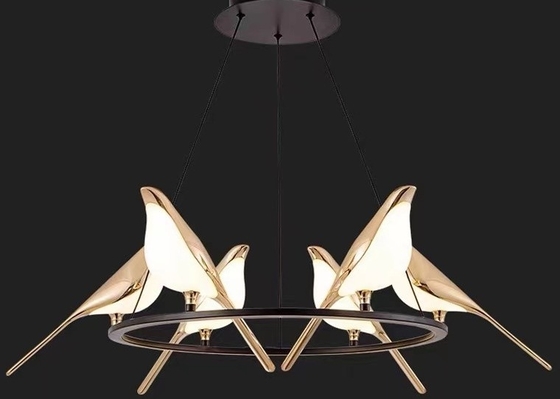 Sea Shipping Gold Round Bird Mounted LED Chandelier