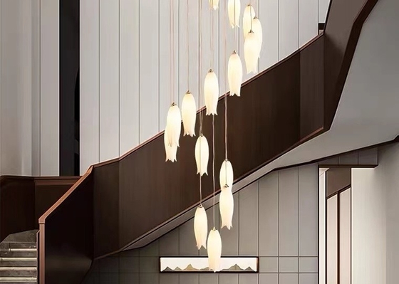 Ceramic Porcelain White Flower Decorative Chandelier Wedding Pendant Lamp For Hotel
