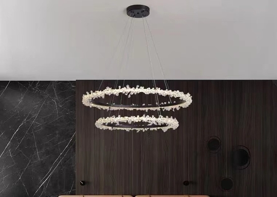 Modern Style Hanging Lighting Luxury Circle Rings Pendant Light Ceiling LED Crystal Chandelier
