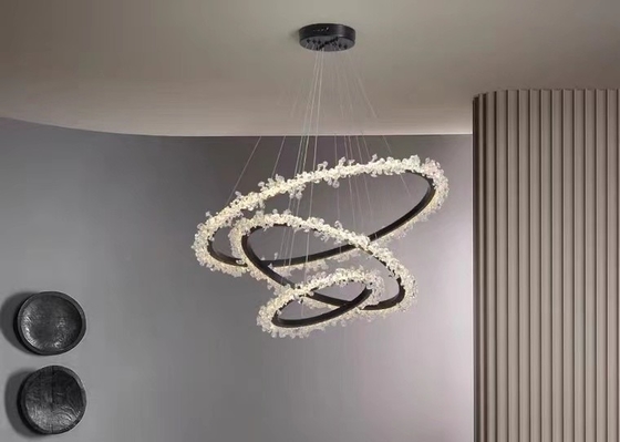 Modern Style Hanging Lighting Luxury Circle Rings Pendant Light Ceiling LED Crystal Chandelier