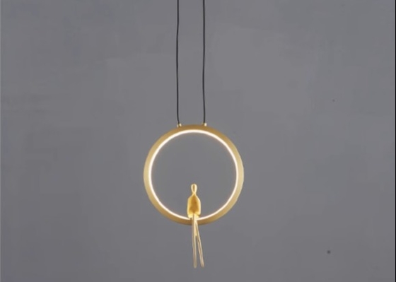 All-copper bedroom bedside chandelier Nordic light luxury creative personality character shape ring living room background wall decorative lamp
